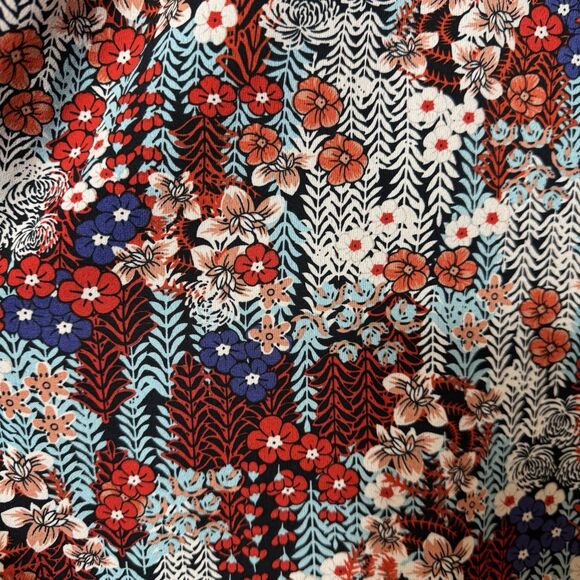 Women’s Plus Size Red White Blue Floral Blouse Tie Front Boho Flutter Sleeves 3X - Picture 6 of 6